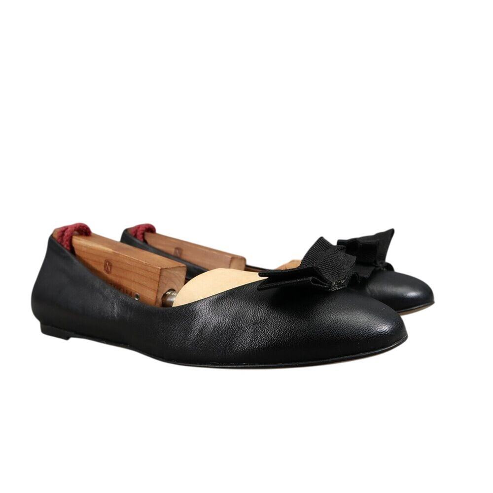 Bruno Magli Shoes Women 36 Ballet Flat Bow Fashion Slip On Leather Black Classic